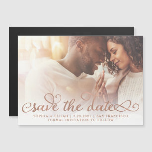 Whimsikale Worte Rose Gold Foto Save the Date Magneteinladung