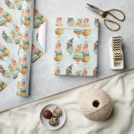 Whimsikaler Cartoon in Wollhaaren und Schals Geschenkpapier