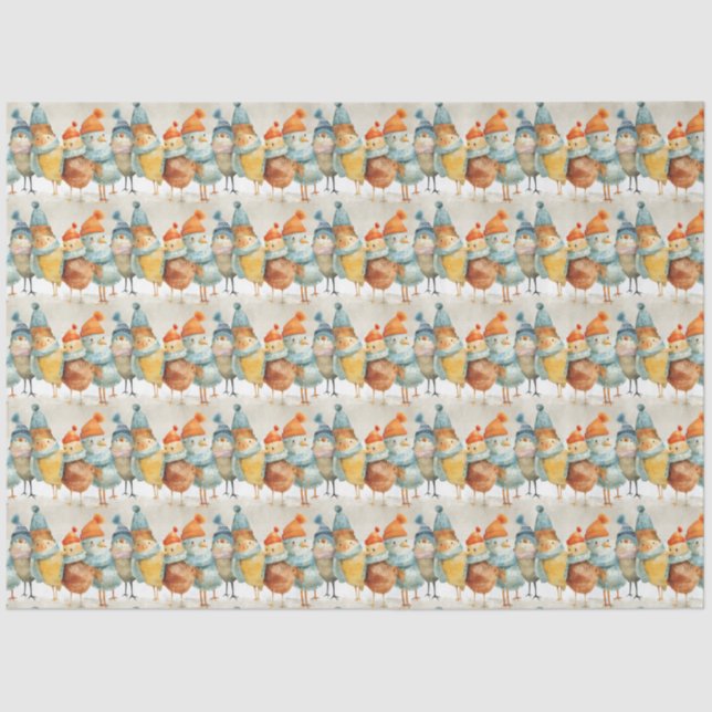 Whimsikaler Cartoon in Wollhaaren und Schals Seidenpapier (Vorderseite)