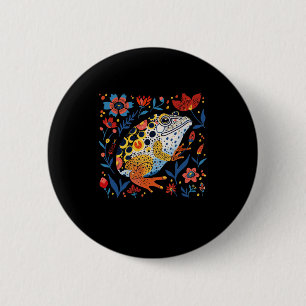Whimsikaler Illustrierter Frosch mit lebhaftem Blu Button