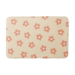 Whimsikaler Pfirsich und orangefarbene Floral Retr Badematte