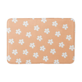 Whimsikaler Pfirsich und weißes, florales Retro, f Badematte