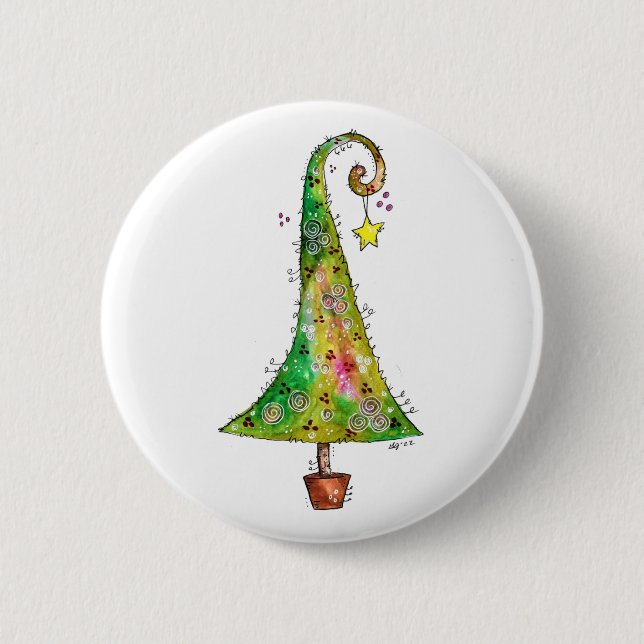 Whimsikaler Weihnachtsbaum Button (Vorderseite)