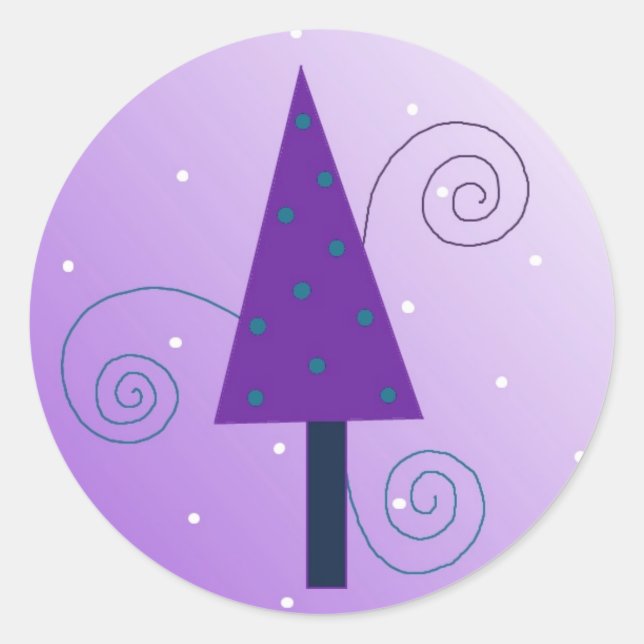 Whimsikaler Weihnachtsbaum Runder Aufkleber (Vorderseite)