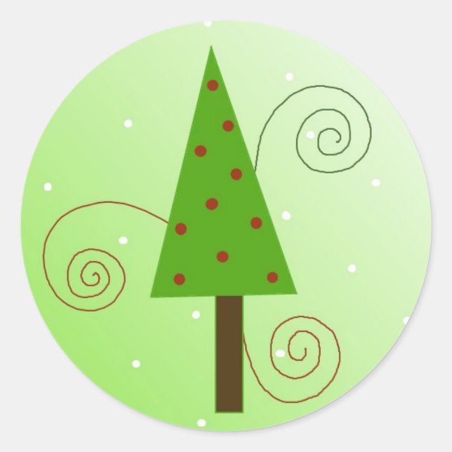 Whimsikaler Weihnachtsbaum Runder Aufkleber (Vorderseite)