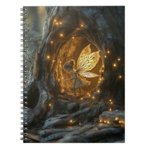 Whimsikales Bild einer Fee im Höhlen eines Baumes Notizblock