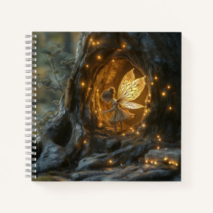 Whimsikales Bild einer Fee im Höhlen eines Baumes Notizbuch