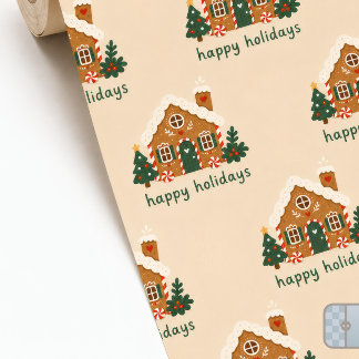 Whimsikales Gingerbread-Haus Frohe Feiertage Geschenkpapier