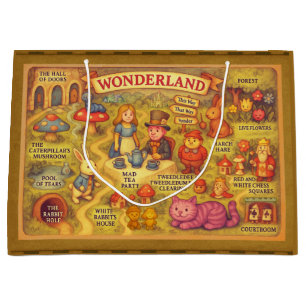 Whimsikalische Alice Abenteuer in Wonderland Karte Große Geschenktüte