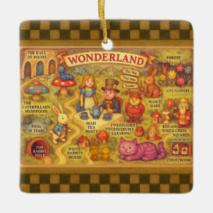 Whimsikalische Alice Abenteuer in Wonderland Karte Keramikornament
