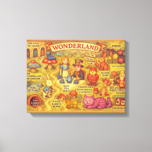 Whimsikalische Alice Abenteuer in Wonderland Karte Leinwanddruck