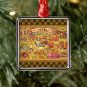 Whimsikalische Alice Abenteuer in Wonderland Karte Ornament Aus Metall