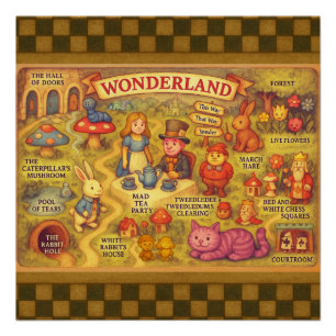 Whimsikalische Alice Abenteuer in Wonderland Karte Poster