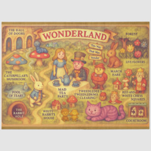 Whimsikalische Alice Abenteuer in Wonderland Karte Seidenpapier