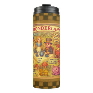 Whimsikalische Alice Abenteuer in Wonderland Karte Thermosbecher