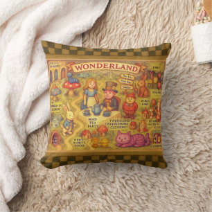 Whimsikalische Alice-im-Wunderland-Karte Kissen