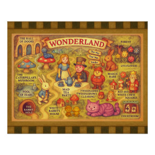 Whimsikalische Alice-im-Wunderland-Karte Poster
