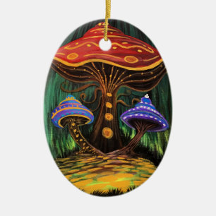 Whimsikalische Farbige Pilz Cottagecore Magie Keramik Ornament