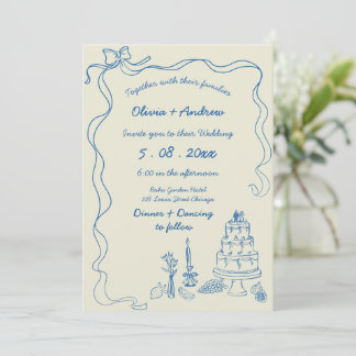 Whimsikalische handgezeichnete Handschrift Retro-H Einladung