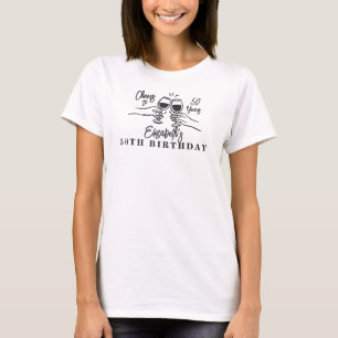 Whimsikalische handgezeichnete Prost auf 50 Jahre T-Shirt