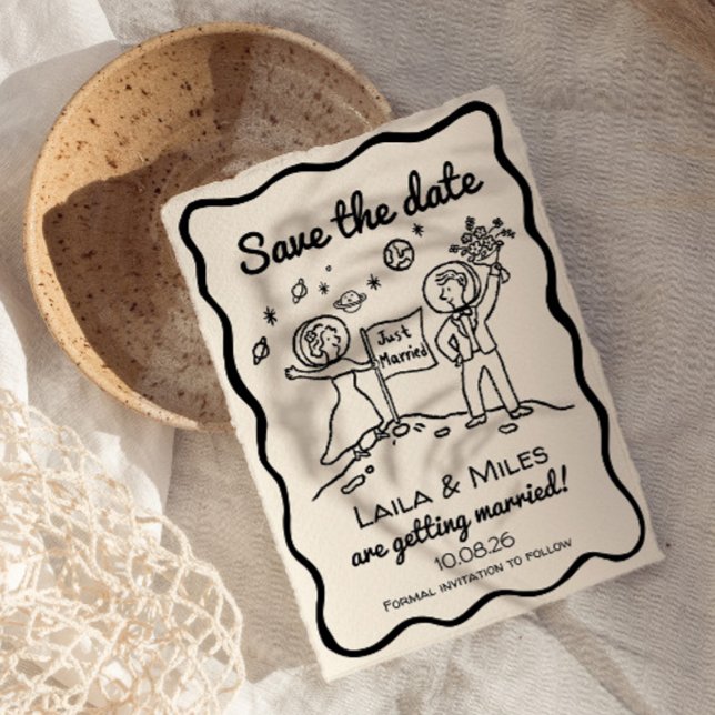 Whimsikalische kosmische Weltraum Save The Date Ho (Cosmic space whimsical save the date invitation)