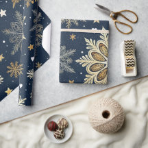 Whimsikalische moderne Navy-Gold-Schneeflocken & H