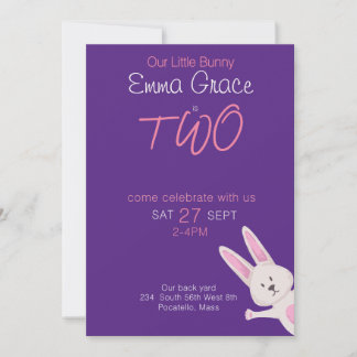 Whimsikalische moderne rosa Hase 2. Geburtstagsein Einladung