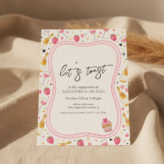 Whimsikalische rosa Wein-Hochzeitseinladung Einladung