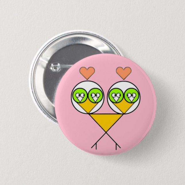 Whimsikalrosa niedliche Lieblinge mit Herzen Button (Vorne & Hinten)