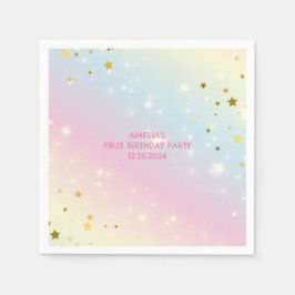 Whimsikalrosa Regenbogen einhorn 1. Geburtstag Par Serviette