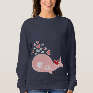 Whimsikalrosa Schwangwale mit Zwillingsmädchen Sweatshirt