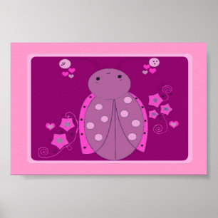 Whimsikalrosa und Lila Ladybug Poster