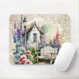 Whimsikanische Hütte Märchengebirge Blumengarten Mousepad