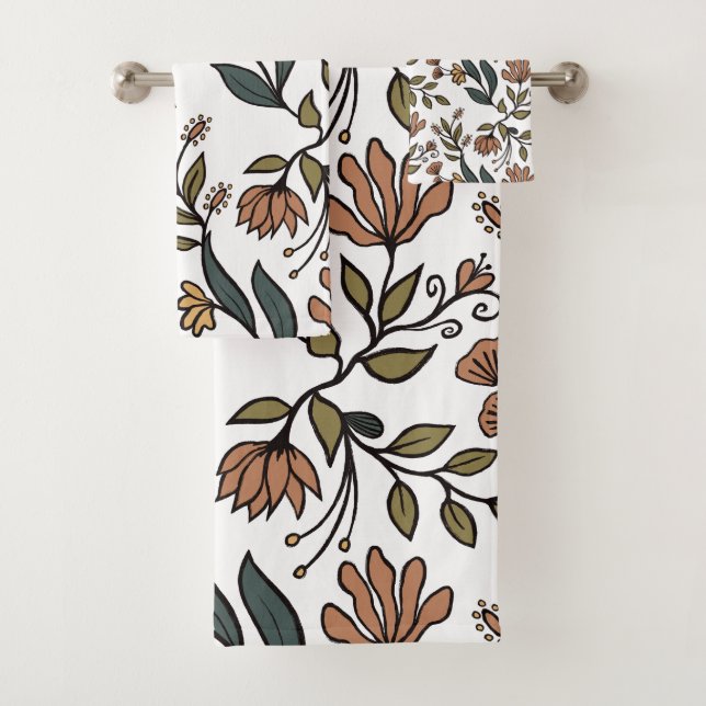 Whimsikäre Blume & Blätter Bouquet Badhandtuch Set (Insitu)