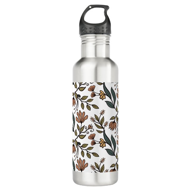 Whimsikäre Blume & Blätter Bouquet Edelstahlflasche (Vorderseite)