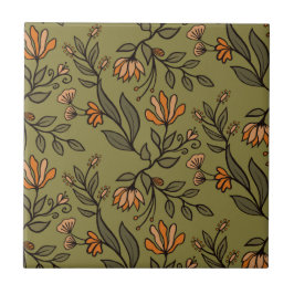 Whimsikäre Blume & Blätter Bouquet farbenfroh Fliese