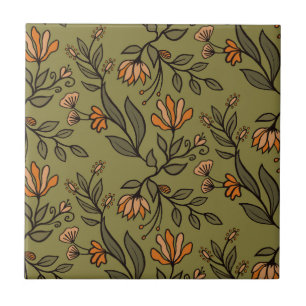 Whimsikäre Blume & Blätter Bouquet farbenfroh Fliese