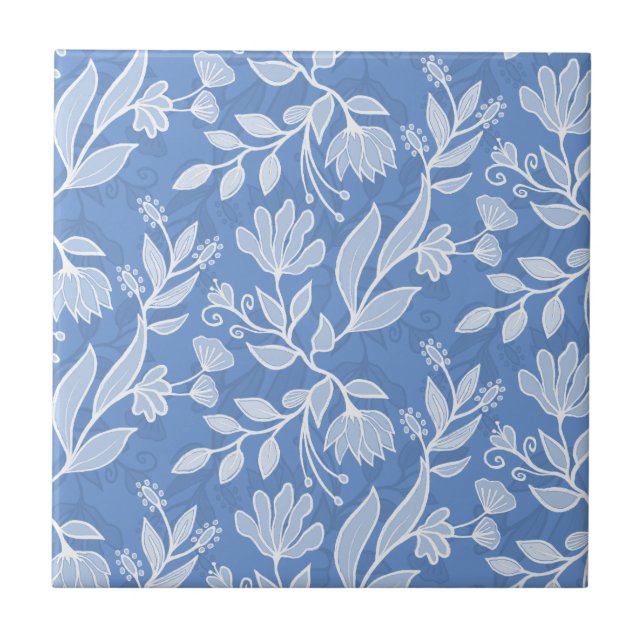 Whimsikäre Blume & Blätter Bouquet Fliese (Vorderseite)