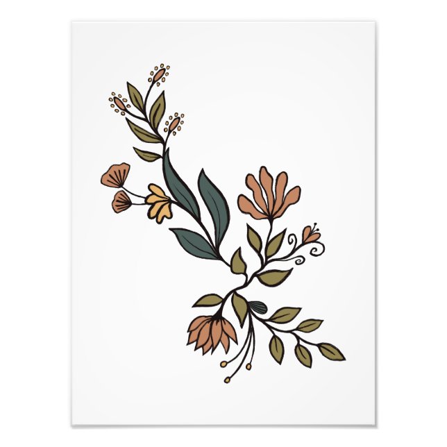 Whimsikäre Blume & Blätter Bouquet Fotodruck (Vorne)