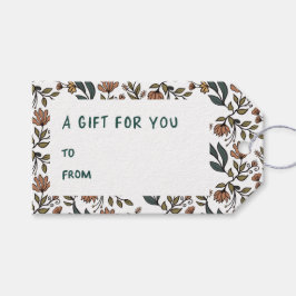 Whimsikäre Blume & Blätter Bouquet Geschenkanhänger