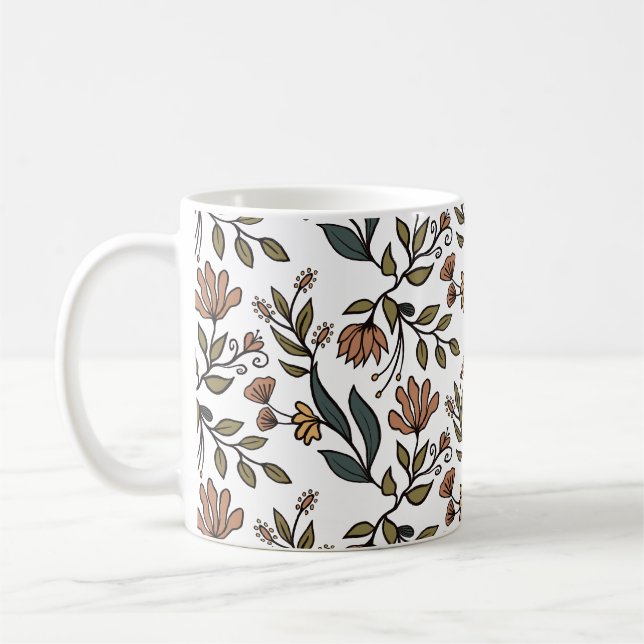 Whimsikäre Blume & Blätter Bouquet Kaffeetasse (Links)