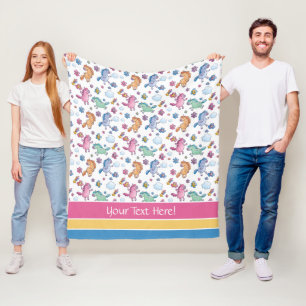 Whimsikäre Unicorns und helle Hübsche Blume Fleecedecke