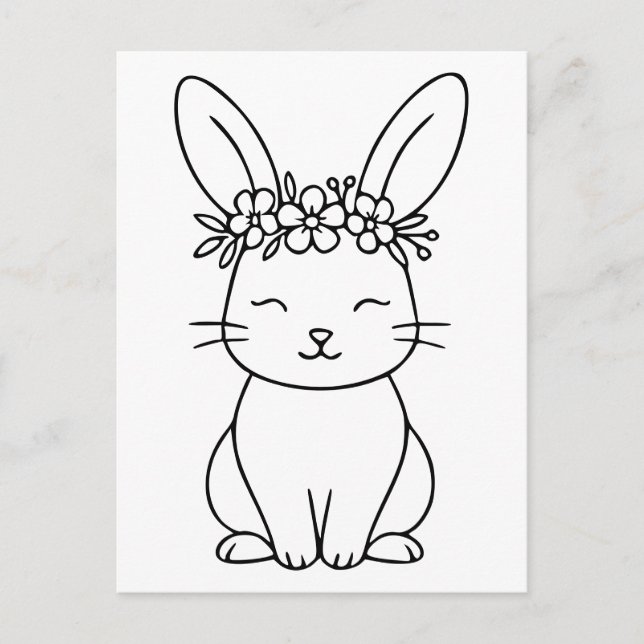 Whimsikerhase mit Blumenkronen Art Postkarte (Vorderseite)