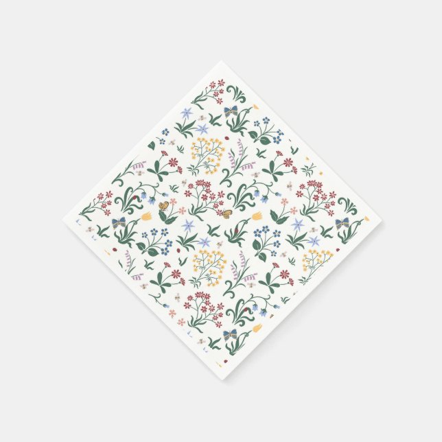 Whimsikfarbene Blume Hochzeit Serviette (Ecke)