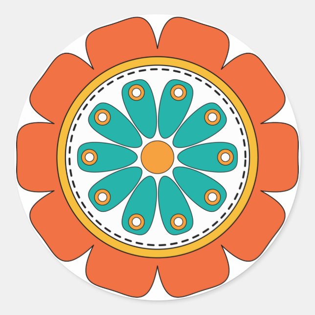 Whimsikfarbene Blume Runder Aufkleber (Vorderseite)