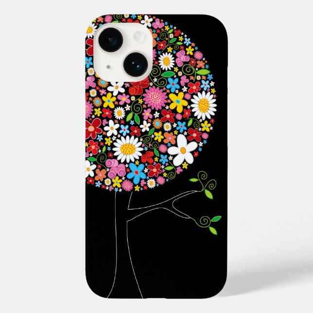 Whimsikfarbene Frühlingsblumen Pop Baumart Natur Case-Mate iPhone Hülle (Rückseite)