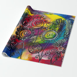 Whimsikfarbener Blumengarten Originelles Kunstwerk Geschenkpapier