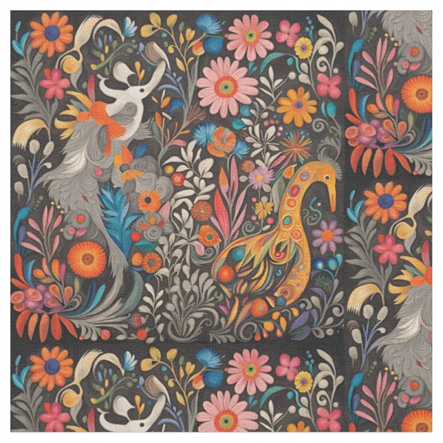 Whimsikfarbiges Otomi-Muster Stoff (Nahaufnahme)