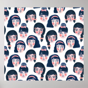 Whimsikfrauen: Cartoon Face Art Poster