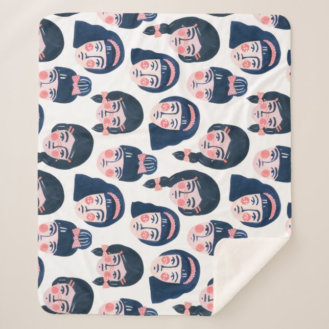 Whimsikfrauen: Cartoon Face Art Sherpadecke (Vorderseite)